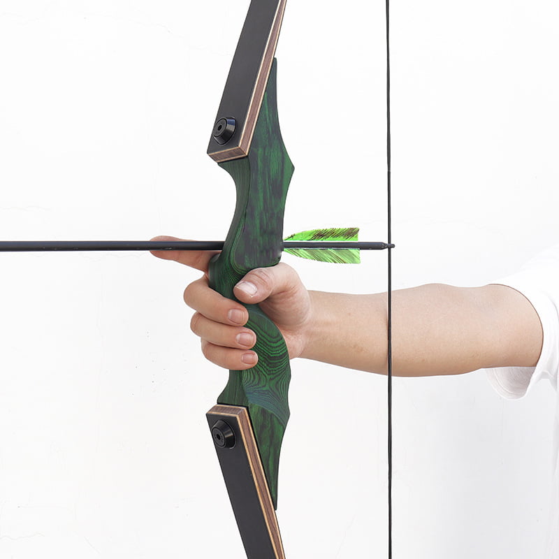 Green laminated wood recurve bow