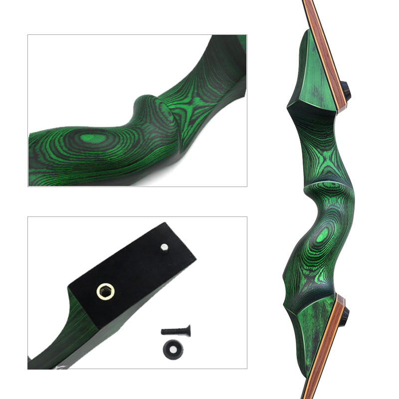 Green laminated wood recurve bow