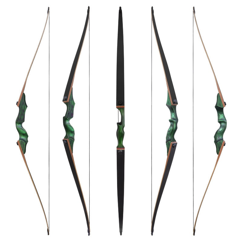 Green laminated wood recurve bow