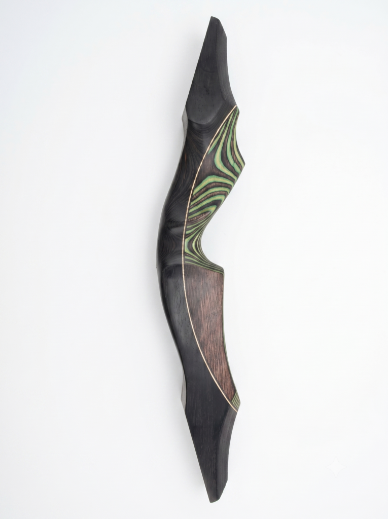 Color-layered laminated wood recurve bow